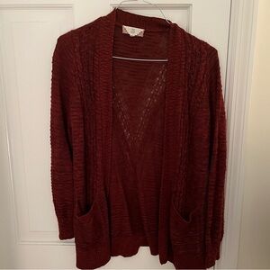 Maroon Knit Cardigan